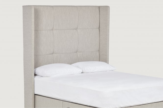 Rowan Tall contemporary upholstered floor-standing winged headboard