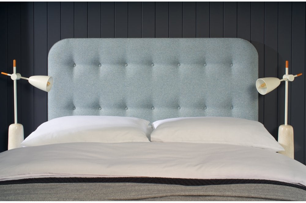 Shakespeare Contemporary button backed upholstered floor-standing headboard